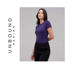 Unbound Merino Ultraviolet Purple Women's Slim Merino Crew Neck T‑Shirt - XL